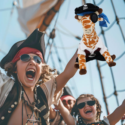 SUPER SOFT PLUSH - WILD SMALL GIRAFFE WITH PIRATE DRESS UP