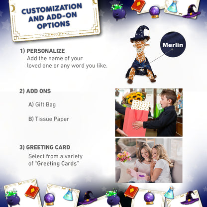 SUPER SOFT PLUSH - WILD SMALL GIRAFFE WITH WIZARD DRESS UP