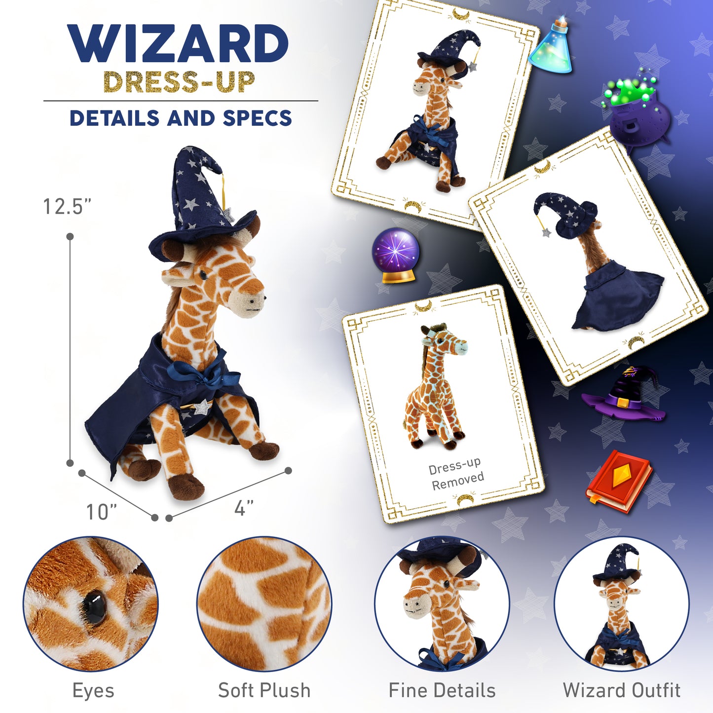 SUPER SOFT PLUSH - WILD SMALL GIRAFFE WITH WIZARD DRESS UP