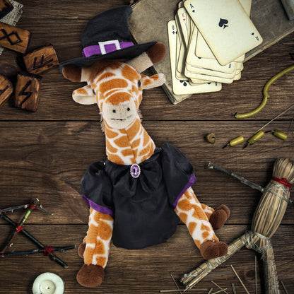 SUPER SOFT PLUSH - WILD SMALL GIRAFFE WITH WITCH DRESS UP
