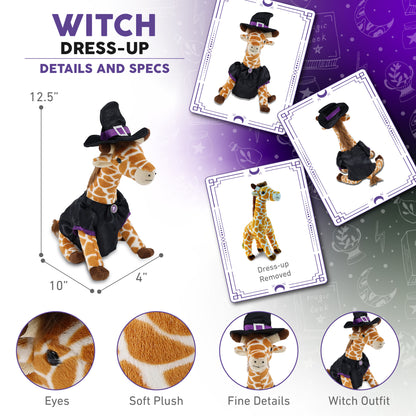 SUPER SOFT PLUSH - WILD SMALL GIRAFFE WITH WITCH DRESS UP