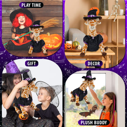 SUPER SOFT PLUSH - WILD SMALL GIRAFFE WITH WITCH DRESS UP