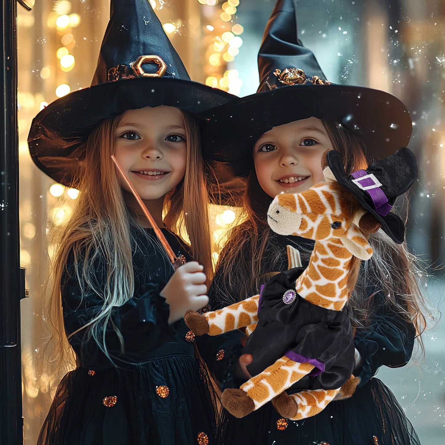 SUPER SOFT PLUSH - WILD SMALL GIRAFFE WITH WITCH DRESS UP