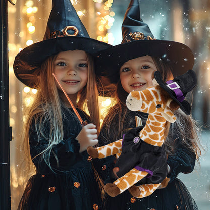 SUPER SOFT PLUSH - WILD SMALL GIRAFFE WITH WITCH DRESS UP