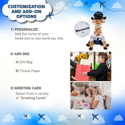 SUPER SOFT PLUSH - WILD SMALL GIRAFFE WITH PILOT DRESS UP