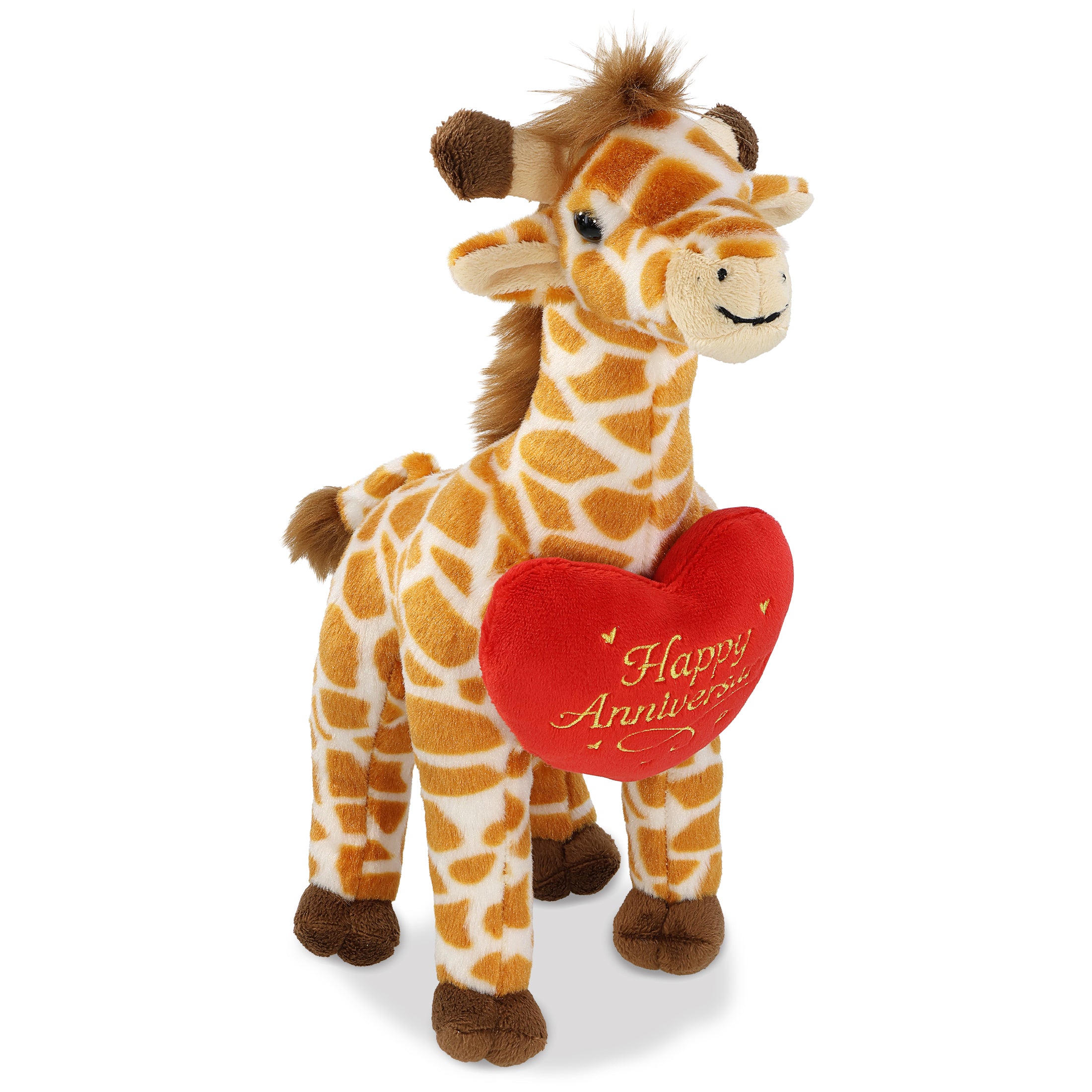 SUPER SOFT PLUSH - WILD SMALL GIRAFFE WITH HAPPY ANNIVERSARY HEART