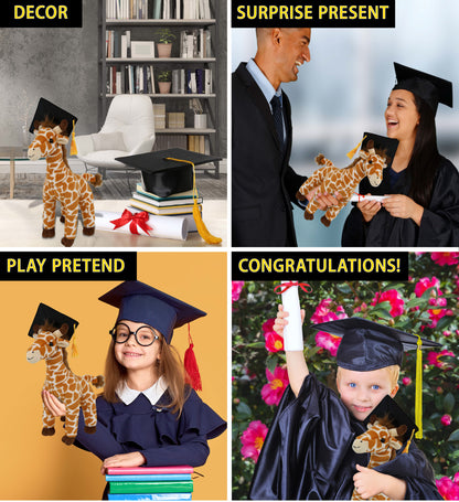 DolliBu Wild Giraffe Graduation Plush with Graduation Cap with Tassel - 10 Inch