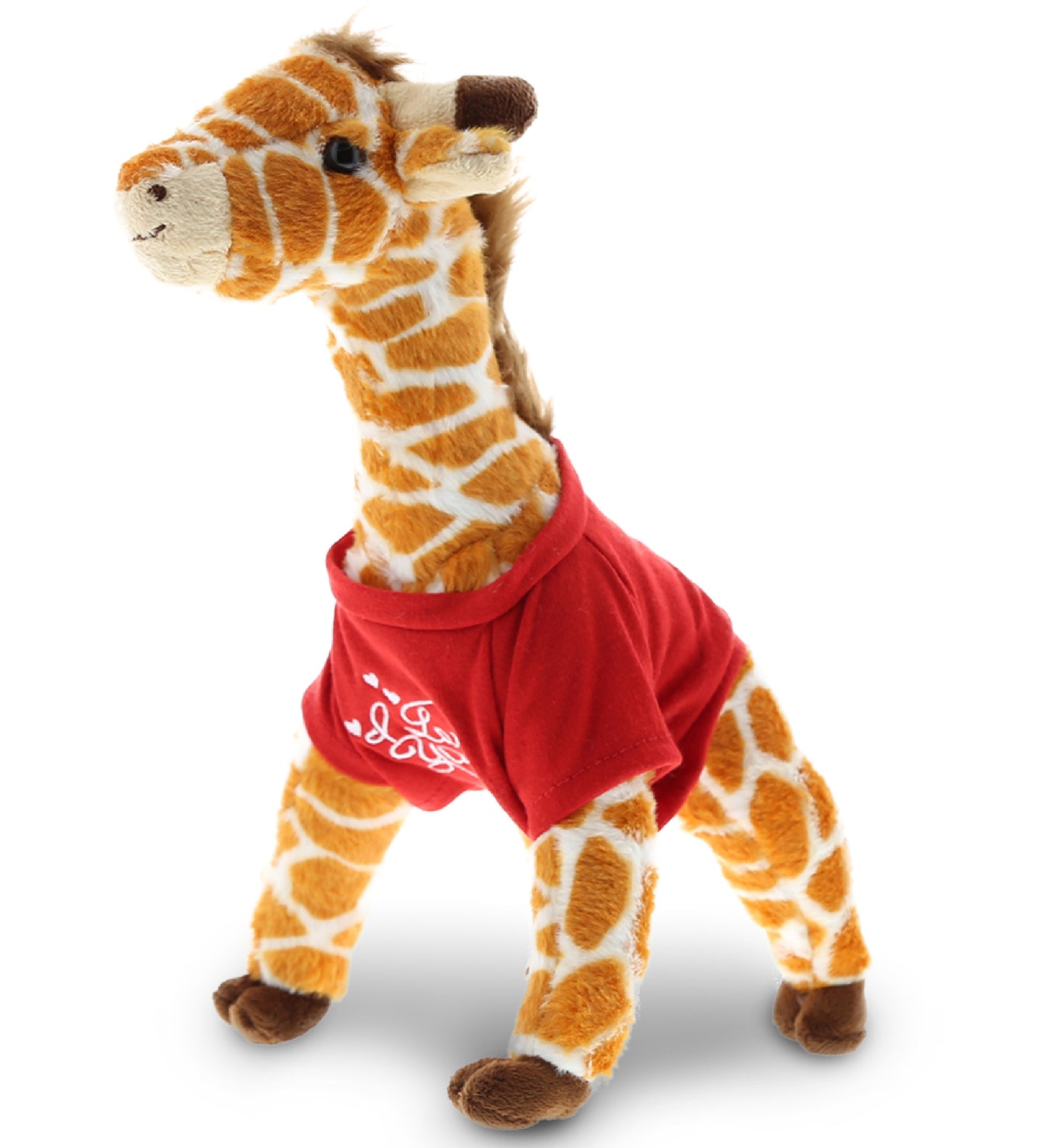 PLUSH I LOVE YOU RED SHIRT- SUPER SOFT PLUSH - WILD SMALL GIRAFFE