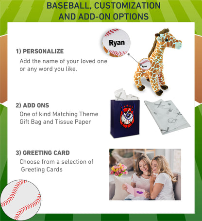 SUPER SOFT PLUSH - WILD LARGE GIRAFFE WITH BASEBALL PLUSH