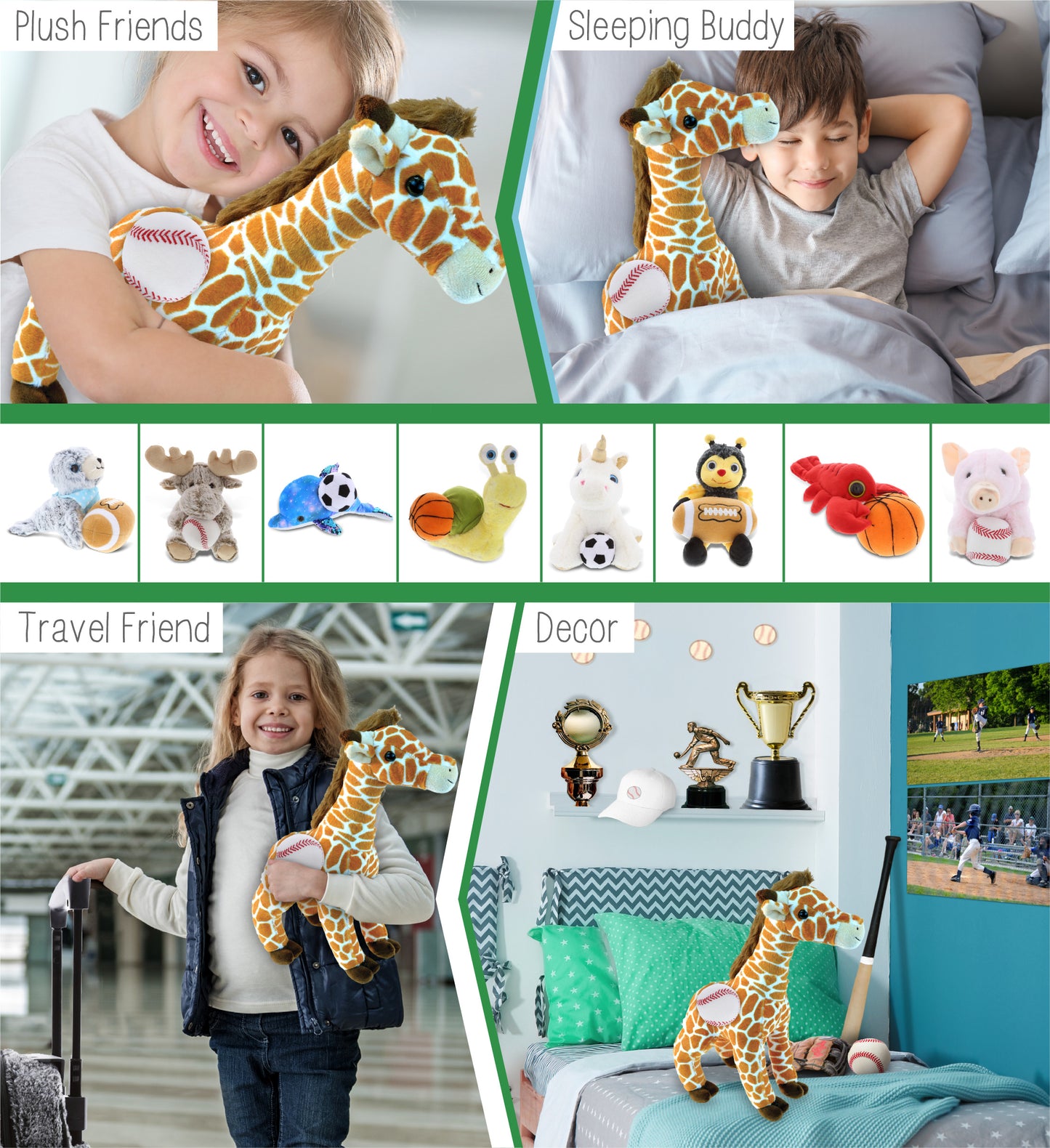 SUPER SOFT PLUSH - WILD LARGE GIRAFFE WITH BASEBALL PLUSH