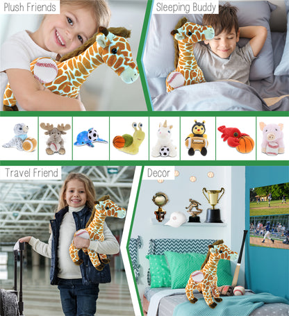 SUPER SOFT PLUSH - WILD LARGE GIRAFFE WITH BASEBALL PLUSH