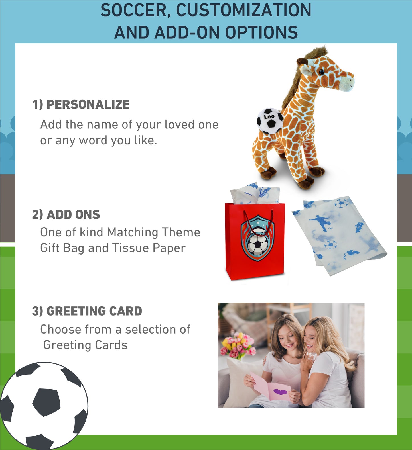 SUPER SOFT PLUSH - WILD LARGE GIRAFFE WITH SOCCER PLUSH