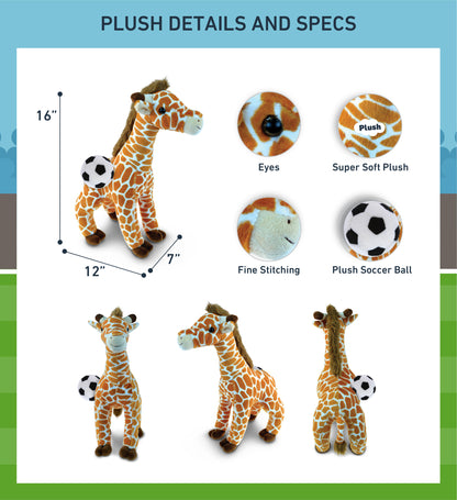 SUPER SOFT PLUSH - WILD LARGE GIRAFFE WITH SOCCER PLUSH