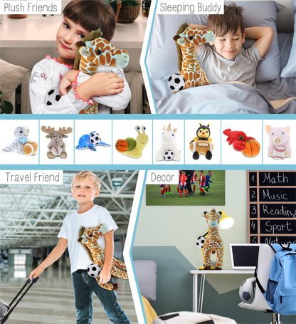 SUPER SOFT PLUSH - WILD LARGE GIRAFFE WITH SOCCER PLUSH