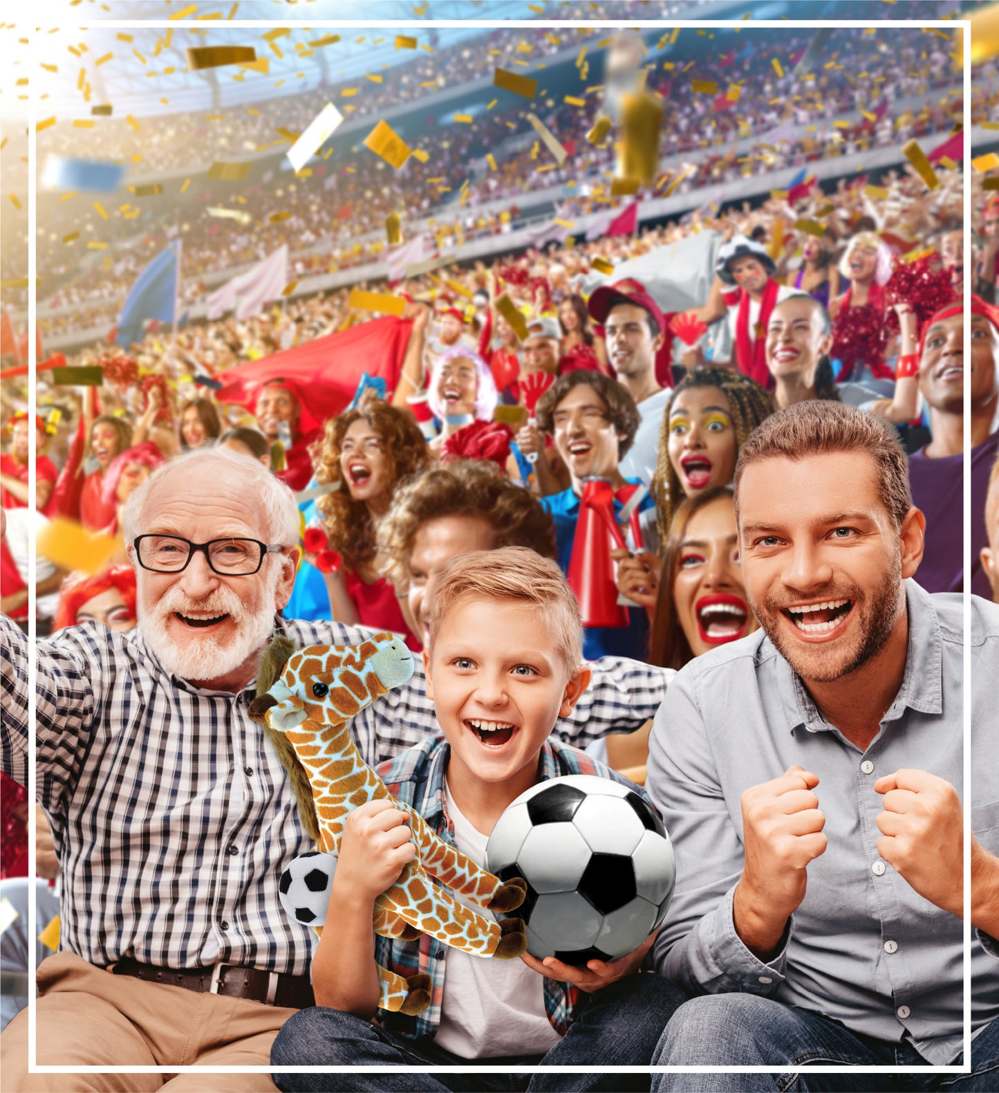 SUPER SOFT PLUSH - WILD LARGE GIRAFFE WITH SOCCER PLUSH