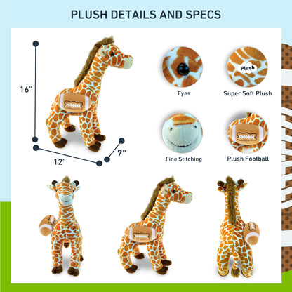SUPER SOFT PLUSH - WILD LARGE GIRAFFE WITH FOOTBALL PLUSH