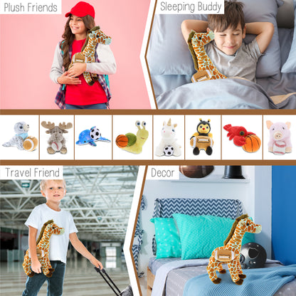 SUPER SOFT PLUSH - WILD LARGE GIRAFFE WITH FOOTBALL PLUSH
