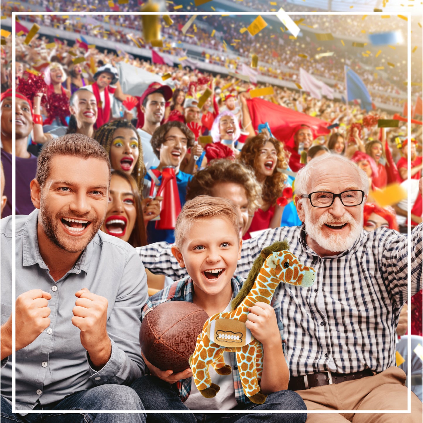 SUPER SOFT PLUSH - WILD LARGE GIRAFFE WITH FOOTBALL PLUSH