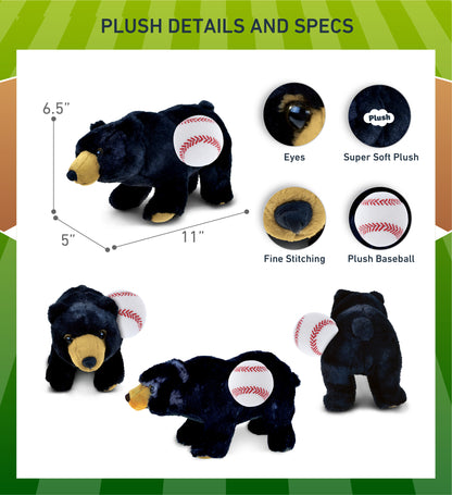 SUPER SOFT PLUSH - WILD SMALL BLACK BEAR WITH BASEBALL PLUSH