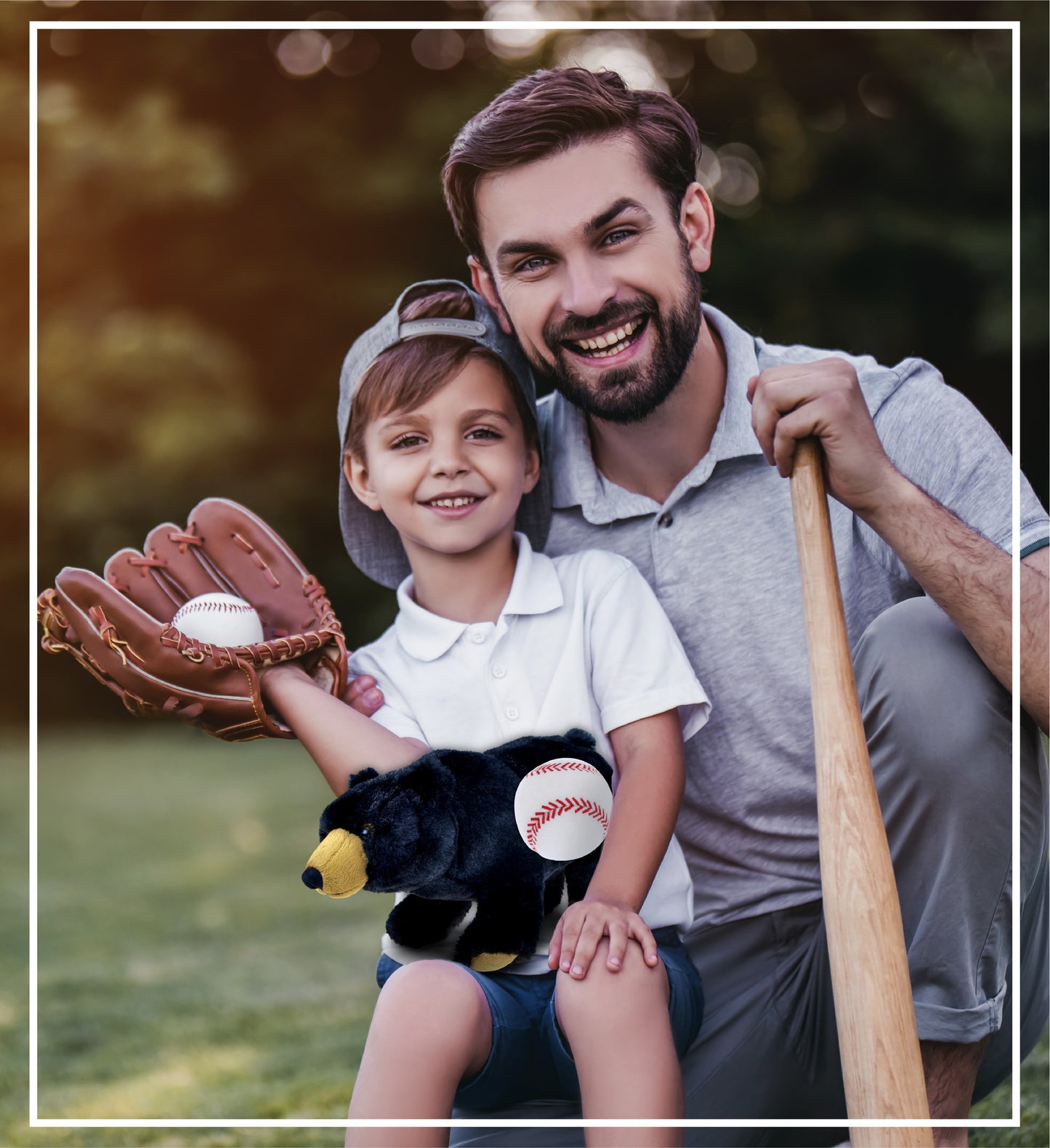 SUPER SOFT PLUSH - WILD SMALL BLACK BEAR WITH BASEBALL PLUSH