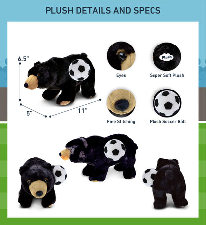 SUPER SOFT PLUSH - WILD SMALL BLACK BEAR WITH SOCCER PLUSH