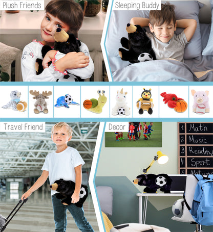 SUPER SOFT PLUSH - WILD SMALL BLACK BEAR WITH SOCCER PLUSH