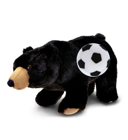 SUPER SOFT PLUSH - WILD SMALL BLACK BEAR WITH SOCCER PLUSH