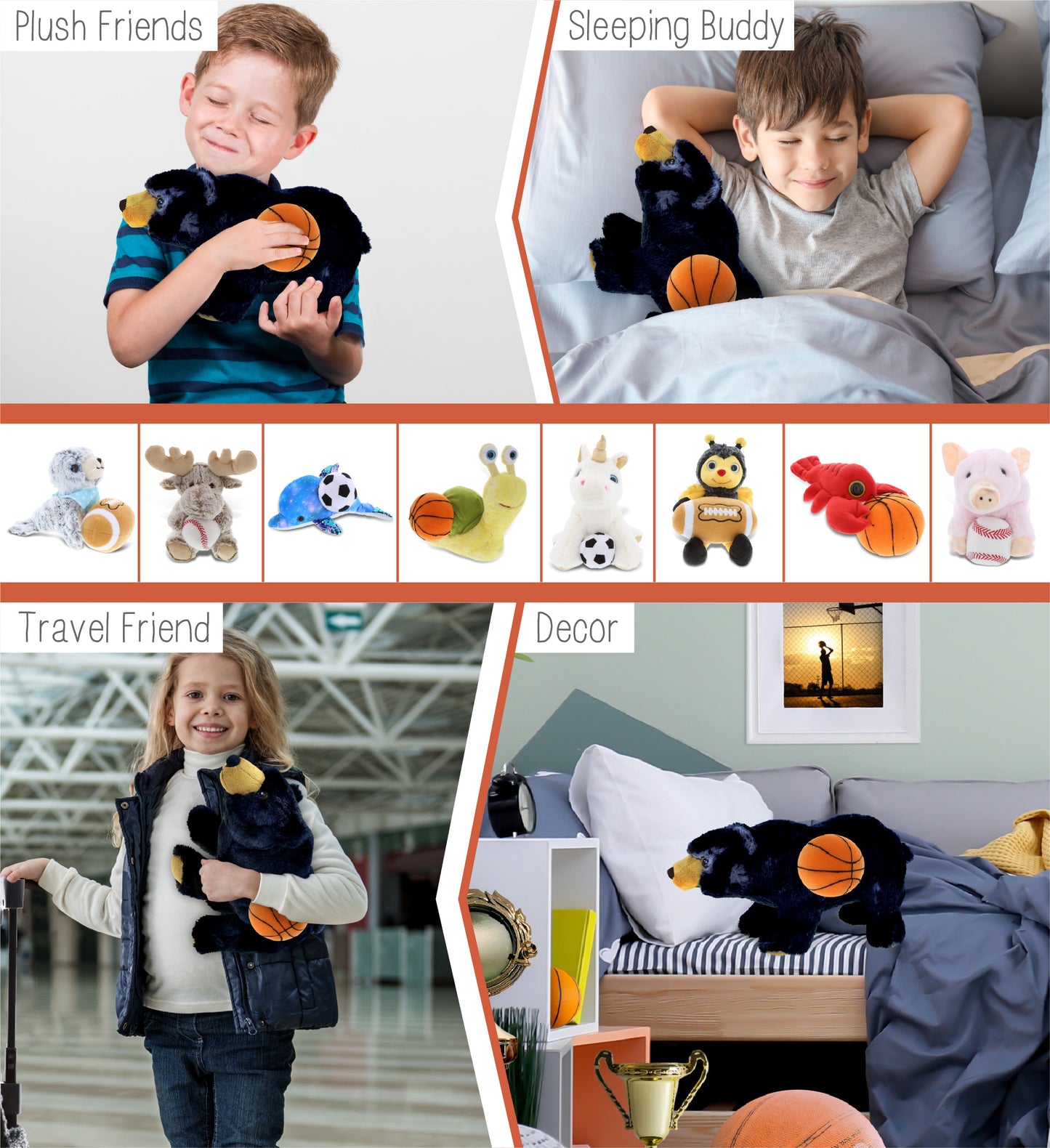 SUPER SOFT PLUSH - WILD SMALL BLACK BEAR WITH BASKETBALL PLUSH