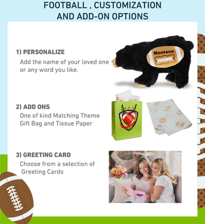 SUPER SOFT PLUSH - WILD SMALL BLACK BEAR WITH FOOTBALL PLUSH