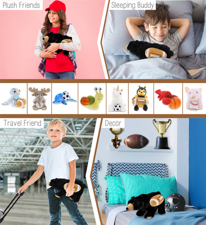 SUPER SOFT PLUSH - WILD SMALL BLACK BEAR WITH FOOTBALL PLUSH