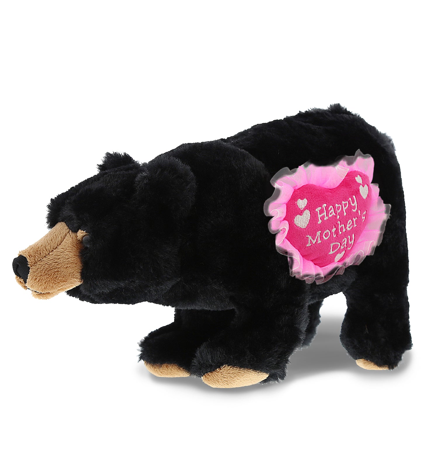 PLUSH MOTHERS DAY HEART - SUPER SOFT PLUSH - WILD SMALL BLACK BEAR