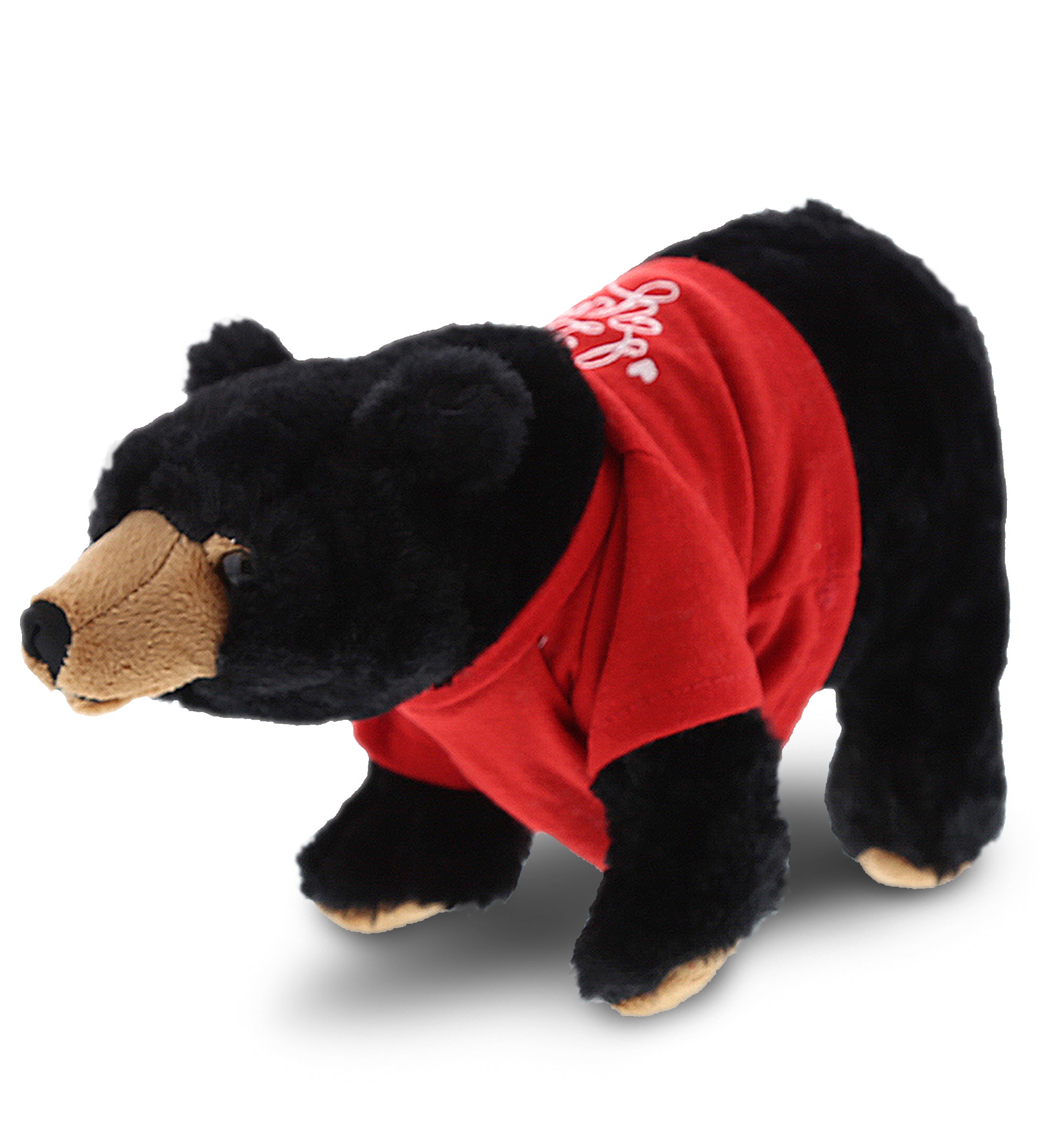 PLUSH I LOVE YOU RED SHIRT- SUPER SOFT PLUSH - WILD SMALL BLACK BEAR