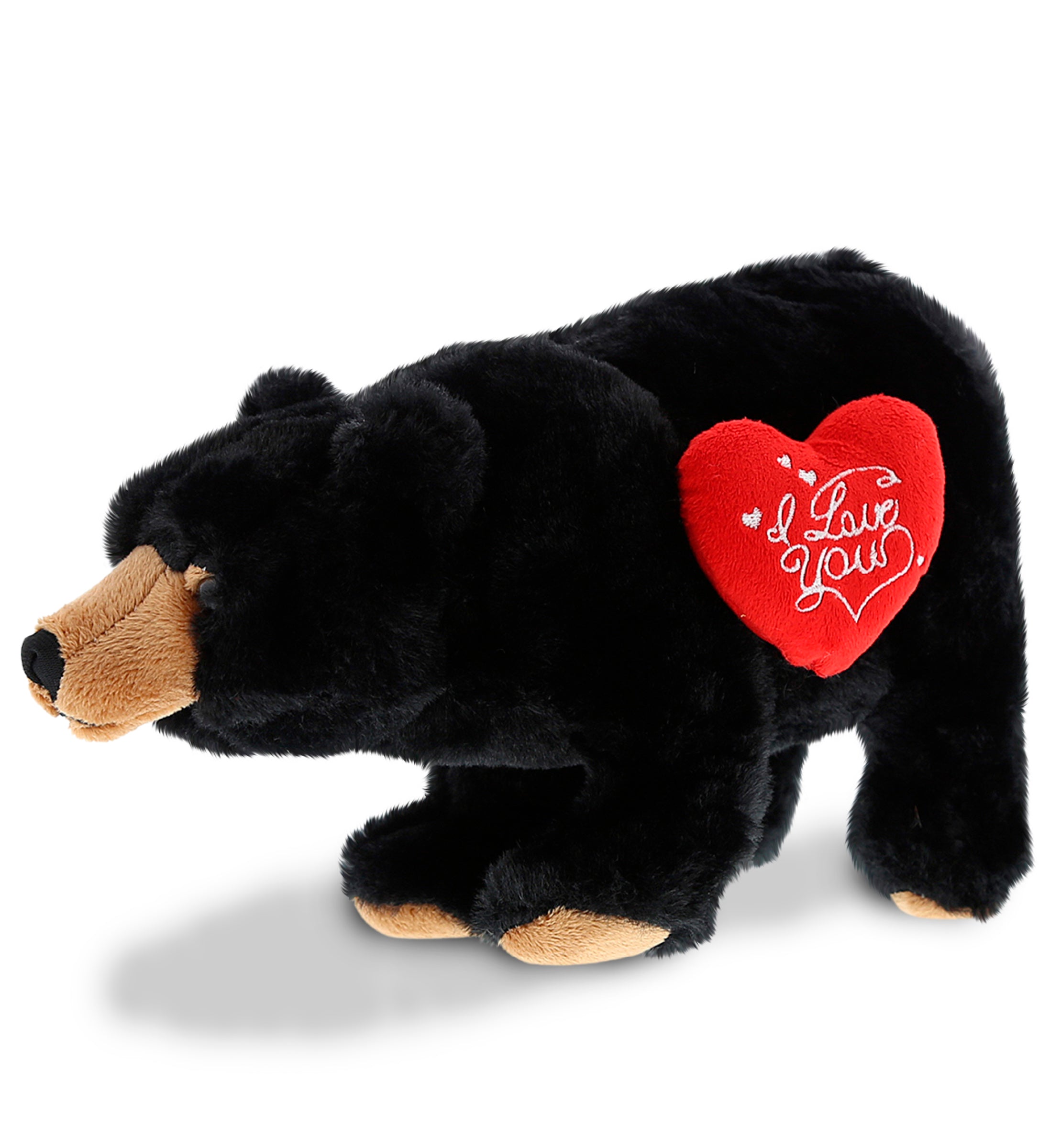 PLUSH I LOVE YOU RED HEART - SUPER SOFT PLUSH - WILD SMALL BLACK BEAR