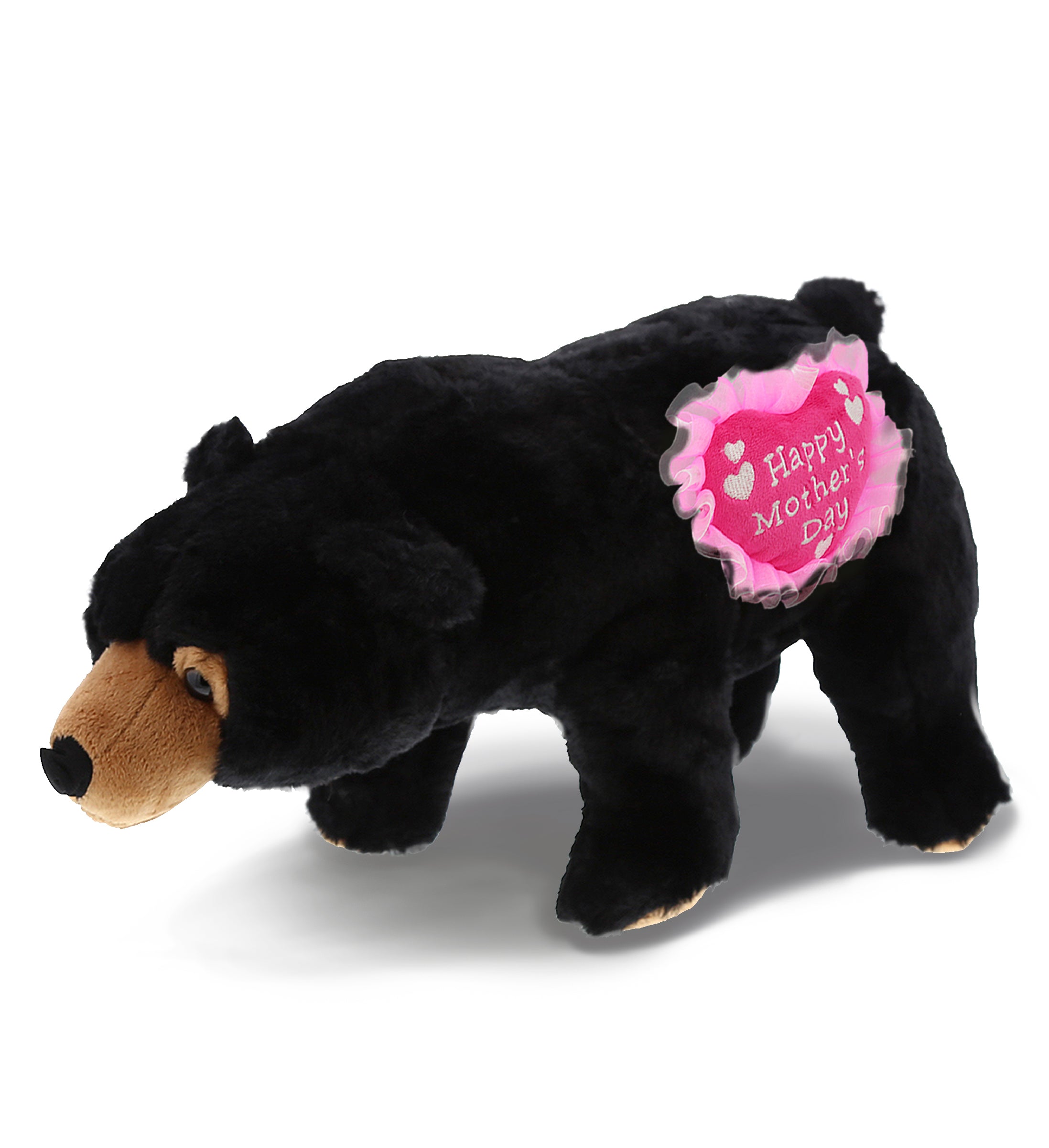 PLUSH MOTHERS DAY HEART - SUPER SOFT PLUSH - WILD LARGE BLACK BEAR