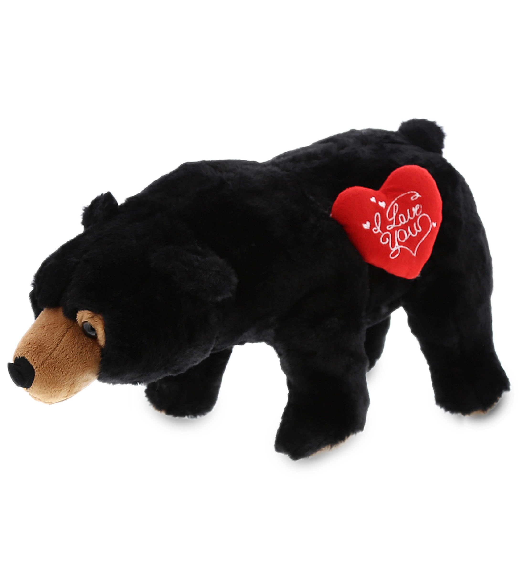 PLUSH I LOVE YOU RED HEART - SUPER SOFT PLUSH - WILD LARGE BLACK BEAR