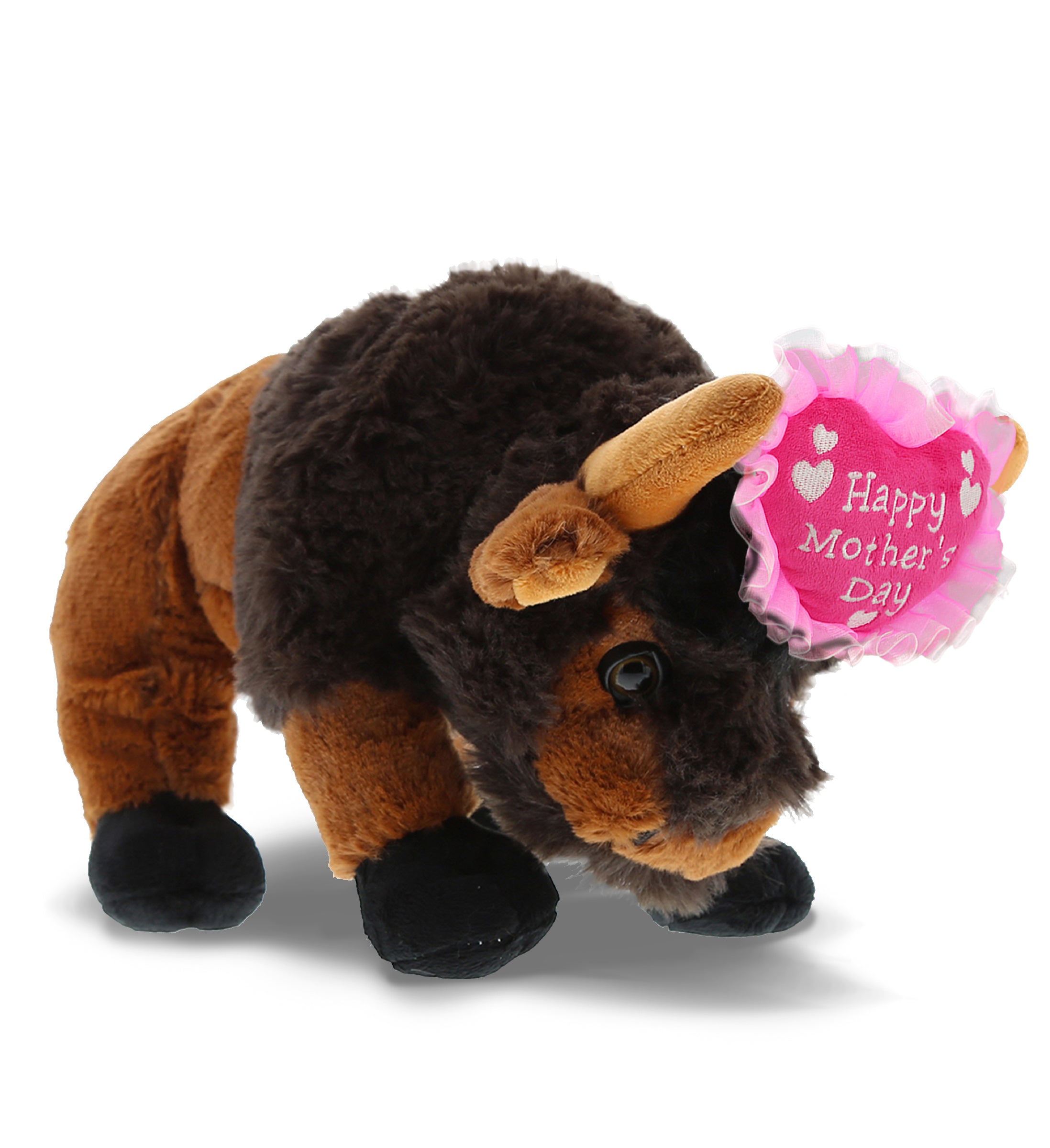 PLUSH MOTHERS DAY HEART - SUPER SOFT PLUSH - WILD SMALL BUFFALO