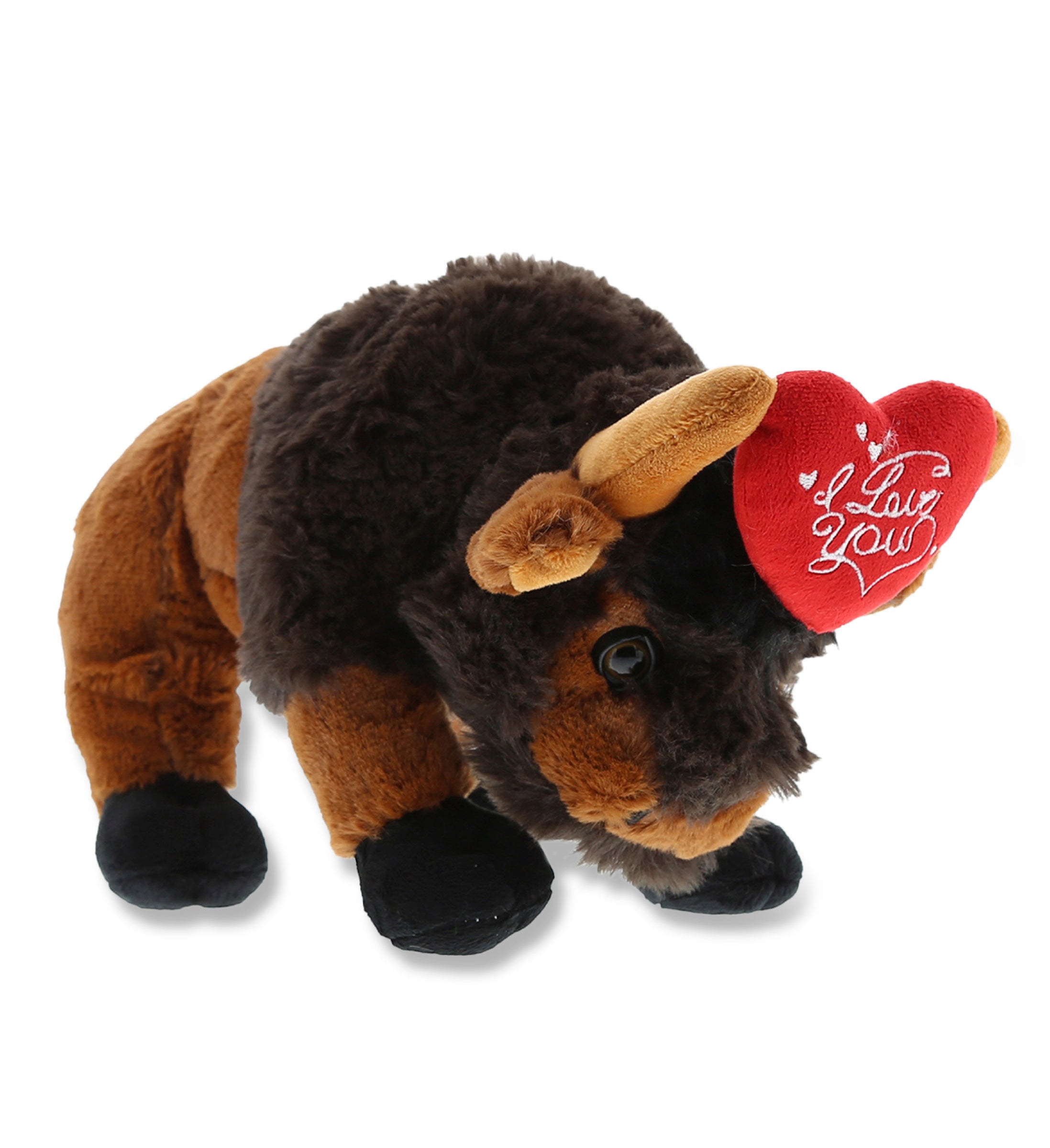 PLUSH I LOVE YOU RED HEART - SUPER SOFT PLUSH - WILD SMALL BUFFALO