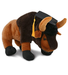 DolliBu Large Wild Buffalo Graduation Plush Toy with Cap with Tassel - 17 inch