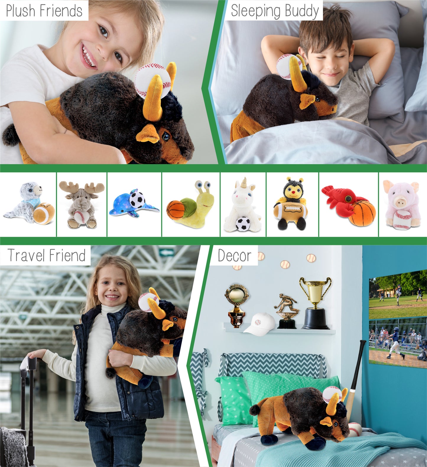 SUPER SOFT PLUSH - WILD LARGE BUFFALO XL WITH BASEBALL PLUSH