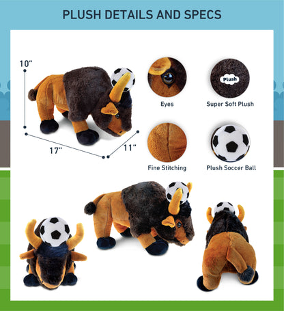 SUPER SOFT PLUSH - WILD LARGE BUFFALO XL WITH SOCCER PLUSH