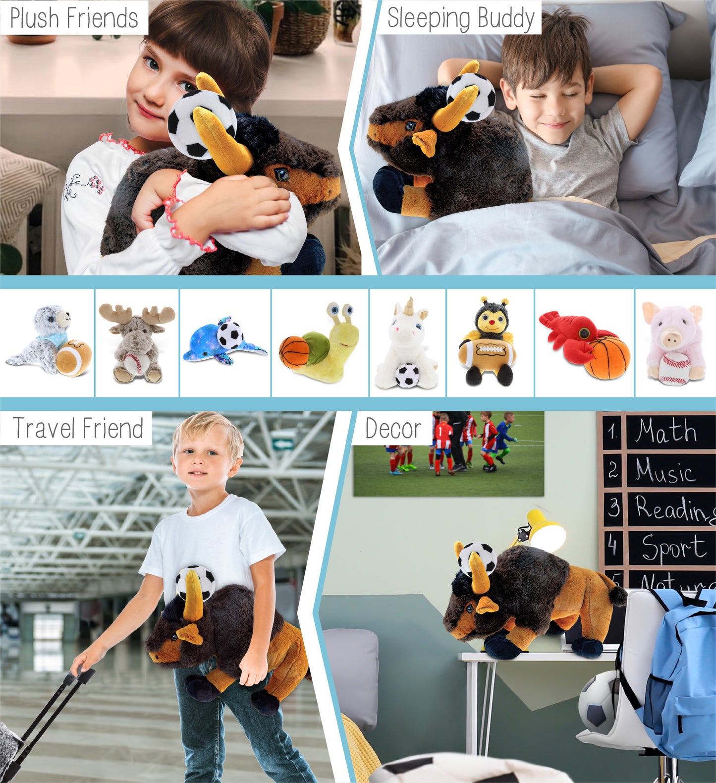 SUPER SOFT PLUSH - WILD LARGE BUFFALO XL WITH SOCCER PLUSH