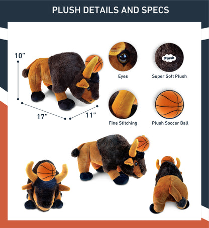 SUPER SOFT PLUSH - WILD LARGE BUFFALO XL WITH BASKETBALL PLUSH
