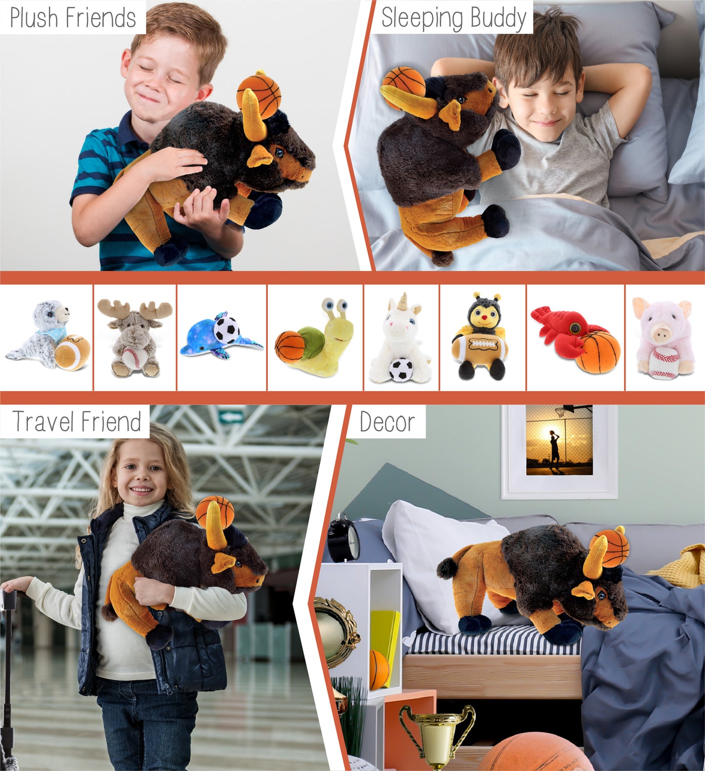 SUPER SOFT PLUSH - WILD LARGE BUFFALO XL WITH BASKETBALL PLUSH