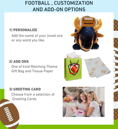 SUPER SOFT PLUSH - WILD LARGE BUFFALO XL WITH FOOTBALL PLUSH