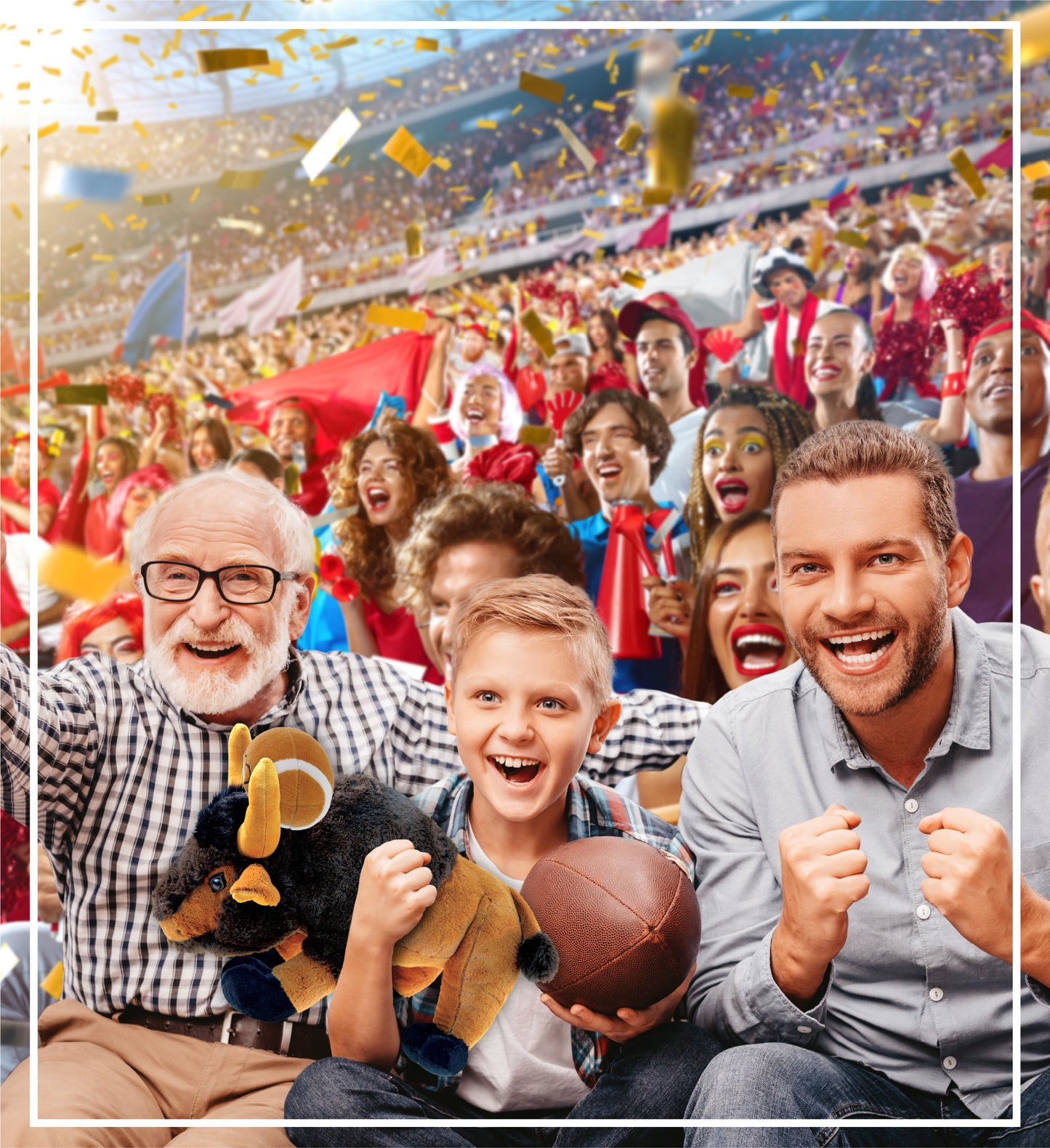 SUPER SOFT PLUSH - WILD LARGE BUFFALO XL WITH FOOTBALL PLUSH