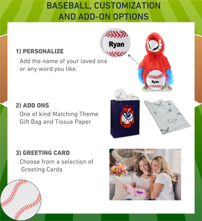 SUPER SOFT PLUSH - RED PARROT WITH BASEBALL PLUSH