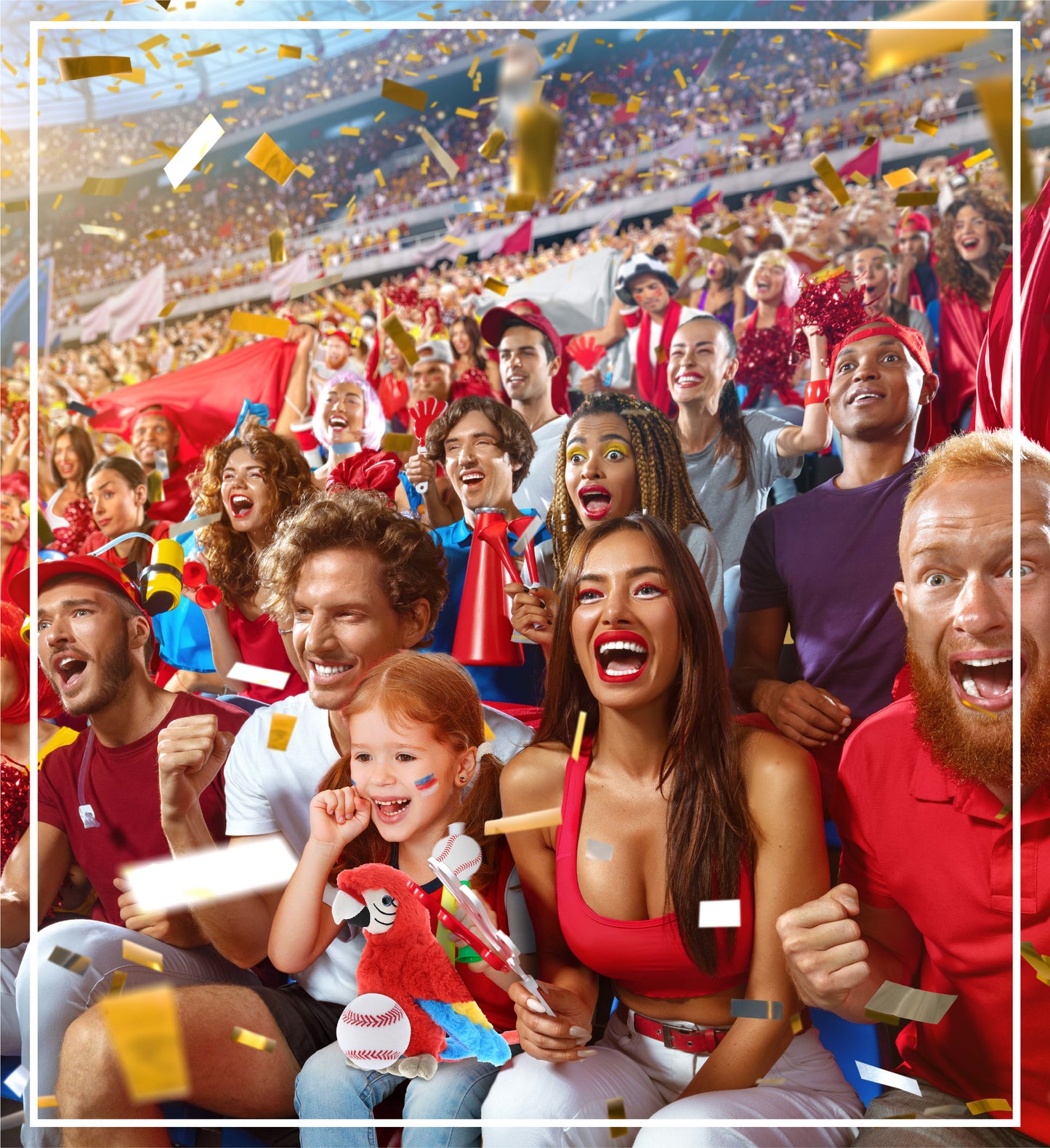 SUPER SOFT PLUSH - RED PARROT WITH BASEBALL PLUSH