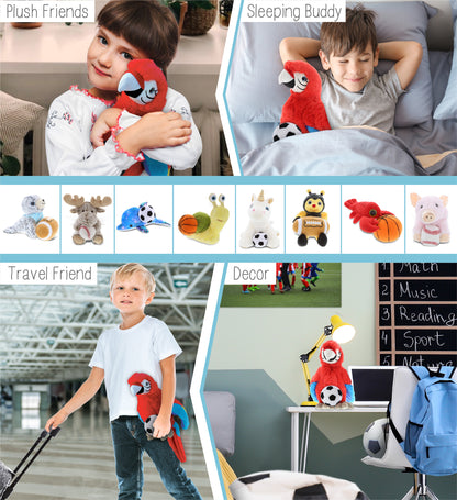 SUPER SOFT PLUSH - RED PARROT WITH SOCCER PLUSH