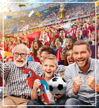 SUPER SOFT PLUSH - RED PARROT WITH SOCCER PLUSH