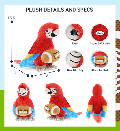 SUPER SOFT PLUSH - RED PARROT WITH FOOTBALL PLUSH